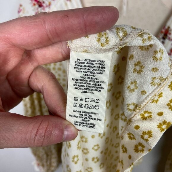 Free People Wonderland‎ Mini Dress Button Down Tie Waist Floral Size XS Bohemian - Picture 12 of 16